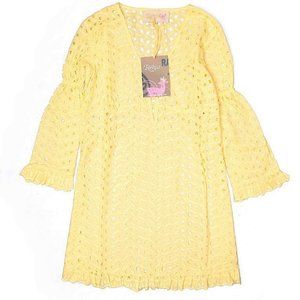 Yellow Eyelet Crochet NWT Swim Cover Up Dress M